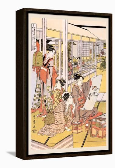 Painting in the House-Kitagawa Utamaro-Framed Stretched Canvas