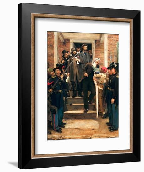 Painting of abolitionist John Brown descending stairs from the county jail.-Vernon Lewis Gallery-Framed Art Print