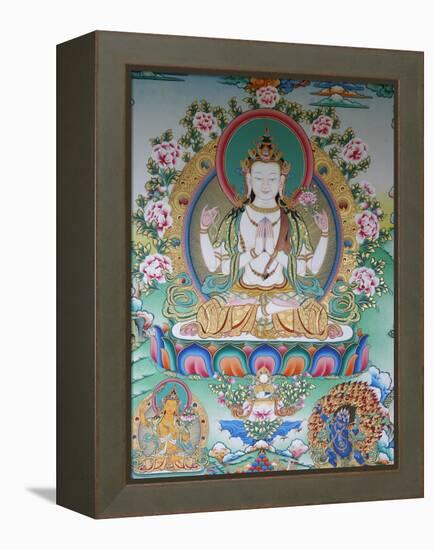 Painting of Avalokitesvara, the Buddha of Compassion, Kathmandu, Nepal, Asia-Godong-Framed Premier Image Canvas