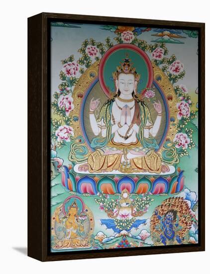 Painting of Avalokitesvara, the Buddha of Compassion, Kathmandu, Nepal, Asia-Godong-Framed Premier Image Canvas