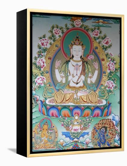 Painting of Avalokitesvara, the Buddha of Compassion, Kathmandu, Nepal, Asia-Godong-Framed Premier Image Canvas