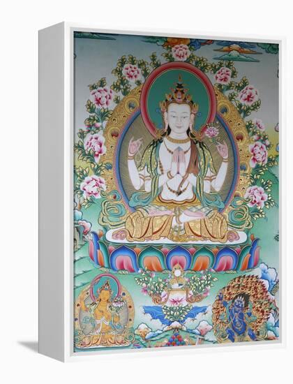 Painting of Avalokitesvara, the Buddha of Compassion, Kathmandu, Nepal, Asia-Godong-Framed Premier Image Canvas