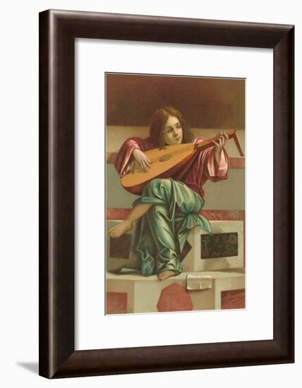 Painting of Child Playing Italian Lute-null-Framed Art Print