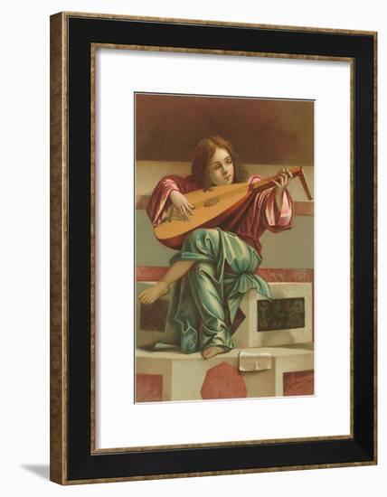 Painting of Child Playing Italian Lute-null-Framed Art Print