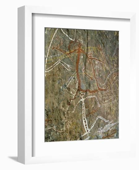 Painting of Dancing Figures at Nourlangie Rock, Australia-Robert Francis-Framed Photographic Print