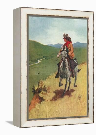 Painting of Galloping Cowgirl-null-Framed Stretched Canvas