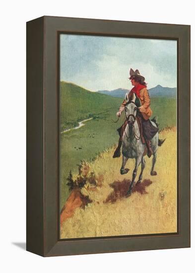 Painting of Galloping Cowgirl-null-Framed Stretched Canvas