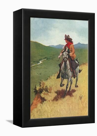 Painting of Galloping Cowgirl-null-Framed Stretched Canvas