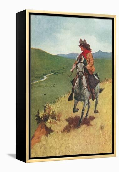 Painting of Galloping Cowgirl-null-Framed Stretched Canvas