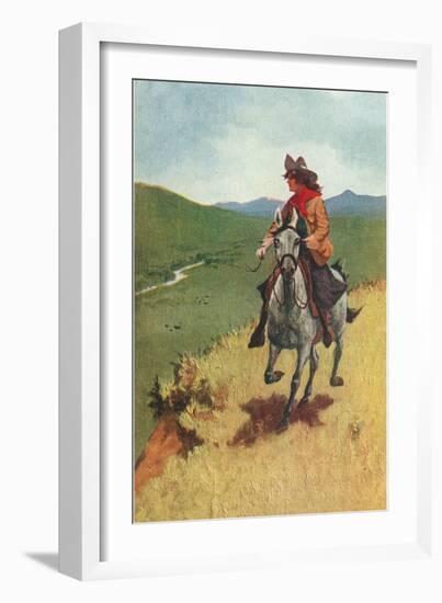 Painting of Galloping Cowgirl-null-Framed Art Print