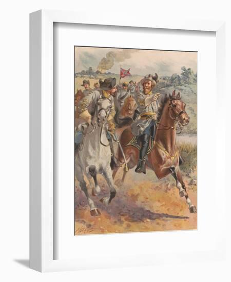 Painting of General JEB Stuart's raid around McClellan in June 1862.-Vernon Lewis Gallery-Framed Art Print