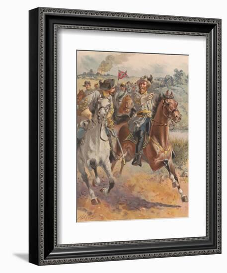 Painting of General JEB Stuart's raid around McClellan in June 1862.-Vernon Lewis Gallery-Framed Art Print