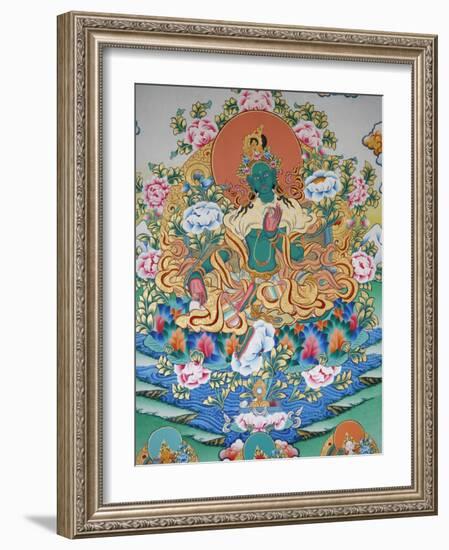 Painting of Green Tara, Buddhist Symbol of Prosperity, Kopan Monastery, Kathmandu, Nepal, Asia-Godong-Framed Photographic Print