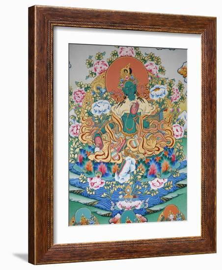 Painting of Green Tara, Buddhist Symbol of Prosperity, Kopan Monastery, Kathmandu, Nepal, Asia-Godong-Framed Photographic Print