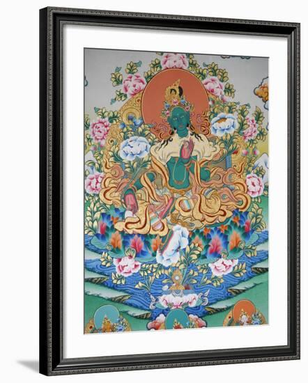 Painting of Green Tara, Buddhist Symbol of Prosperity, Kopan Monastery, Kathmandu, Nepal, Asia-Godong-Framed Photographic Print