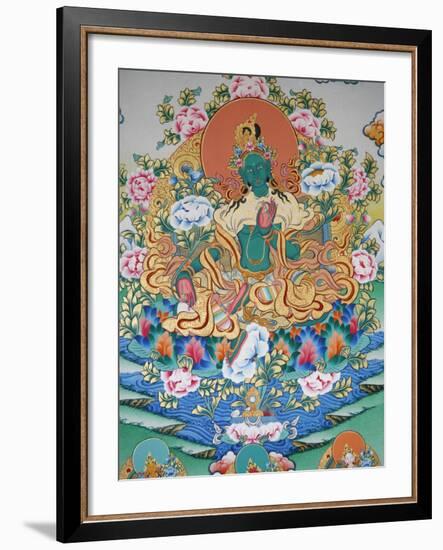Painting of Green Tara, Buddhist Symbol of Prosperity, Kopan Monastery, Kathmandu, Nepal, Asia-Godong-Framed Photographic Print