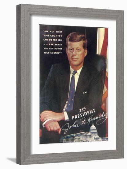 Painting of John F. Kennedy-null-Framed Premium Giclee Print