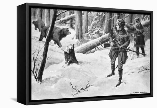 Painting of Lewis and Clark Attacked by Bears-Alfred Russell-Framed Premier Image Canvas