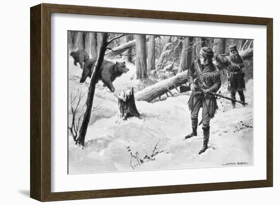 Painting of Lewis and Clark Attacked by Bears-Alfred Russell-Framed Giclee Print