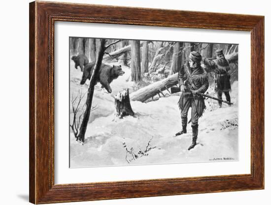 Painting of Lewis and Clark Attacked by Bears-Alfred Russell-Framed Giclee Print