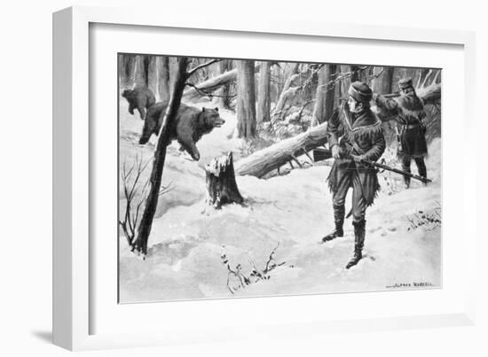 Painting of Lewis and Clark Attacked by Bears-Alfred Russell-Framed Giclee Print