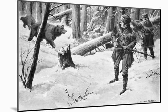 Painting of Lewis and Clark Attacked by Bears-Alfred Russell-Mounted Giclee Print