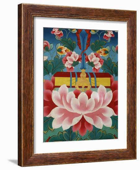 Painting of Lotus Flower, Sword of Knowledge and Sacred Text, Kopan Monastery, Kathmandu-Godong-Framed Photographic Print