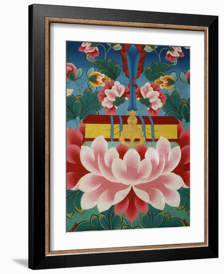 Painting of Lotus Flower, Sword of Knowledge and Sacred Text, Kopan Monastery, Kathmandu-Godong-Framed Photographic Print