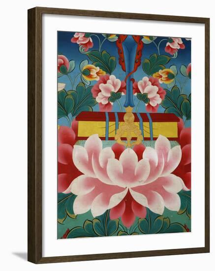 Painting of Lotus Flower, Sword of Knowledge and Sacred Text, Kopan Monastery, Kathmandu-Godong-Framed Photographic Print