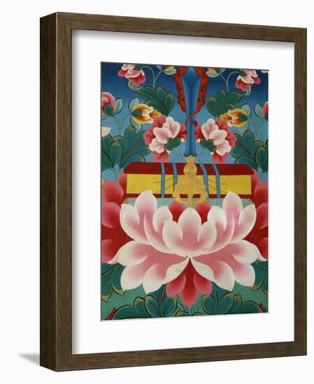 Painting of Lotus Flower, Sword of Knowledge and Sacred Text, Kopan Monastery, Kathmandu-Godong-Framed Photographic Print