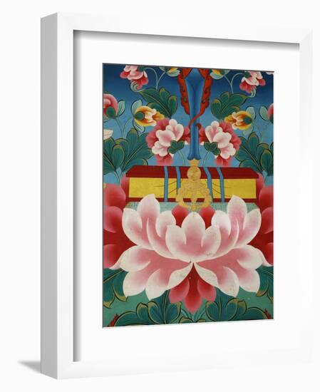 Painting of Lotus Flower, Sword of Knowledge and Sacred Text, Kopan Monastery, Kathmandu-Godong-Framed Photographic Print