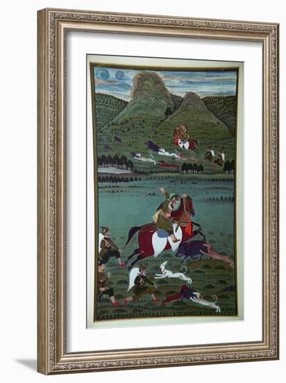 Painting of Maharana Jawan Singh hunting wild boars, 19th century. Artist: Unknown-Unknown-Framed Giclee Print