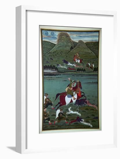 Painting of Maharana Jawan Singh hunting wild boars, 19th century. Artist: Unknown-Unknown-Framed Giclee Print