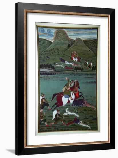 Painting of Maharana Jawan Singh hunting wild boars, 19th century. Artist: Unknown-Unknown-Framed Giclee Print