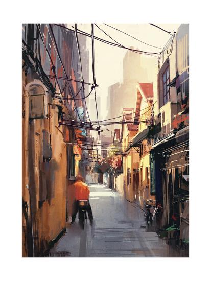 Painting Of Narrow Alleyway In Old Town Illustration Art Print Tithi Luadthong Art Com Painting Of Narrow Alleyway In Old Town Illustration Art Print Tithi Luadthong Art Com