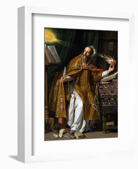 Painting of Saint Augustine of Hippo in his studio.-Vernon Lewis Gallery-Framed Art Print