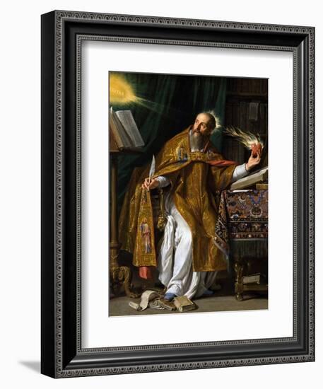 Painting of Saint Augustine of Hippo in his studio.-Vernon Lewis Gallery-Framed Art Print