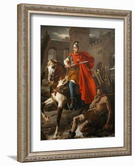 Painting of St. Martin Sharing His Coat, St. Gatien Cathedral, Tours, Indre-Et-Loire-Godong-Framed Photographic Print