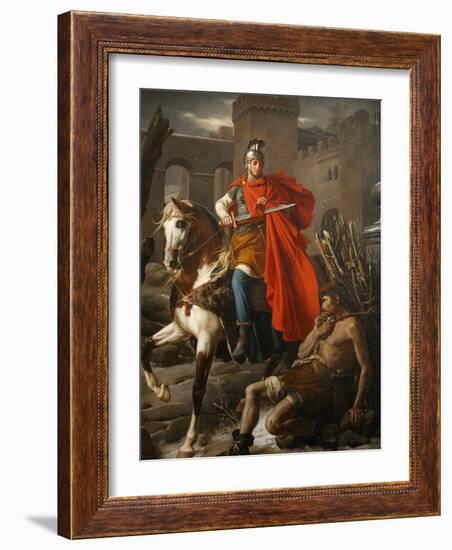 Painting of St. Martin Sharing His Coat, St. Gatien Cathedral, Tours, Indre-Et-Loire-Godong-Framed Photographic Print