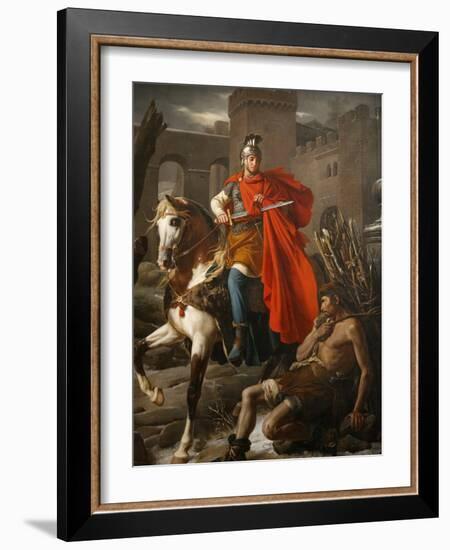 Painting of St. Martin Sharing His Coat, St. Gatien Cathedral, Tours, Indre-Et-Loire-Godong-Framed Photographic Print