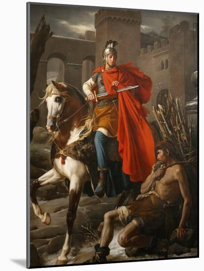Painting of St. Martin Sharing His Coat, St. Gatien Cathedral, Tours, Indre-Et-Loire-Godong-Mounted Photographic Print