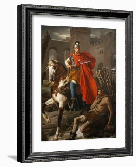 Painting of St. Martin Sharing His Coat, St. Gatien Cathedral, Tours, Indre-Et-Loire-Godong-Framed Photographic Print