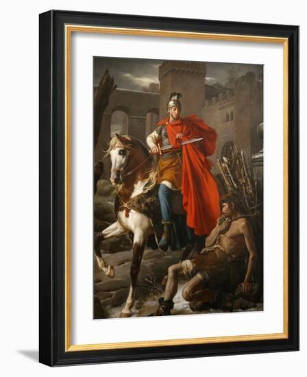 Painting of St. Martin Sharing His Coat, St. Gatien Cathedral, Tours, Indre-Et-Loire-Godong-Framed Photographic Print