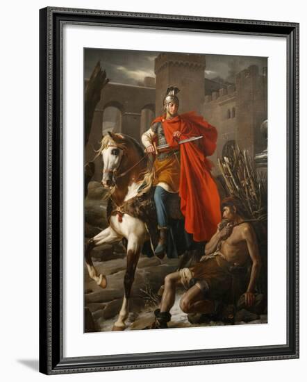 Painting of St. Martin Sharing His Coat, St. Gatien Cathedral, Tours, Indre-Et-Loire-Godong-Framed Photographic Print