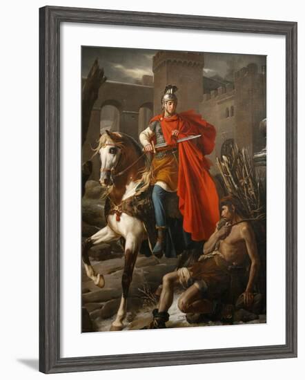 Painting of St. Martin Sharing His Coat, St. Gatien Cathedral, Tours, Indre-Et-Loire-Godong-Framed Photographic Print