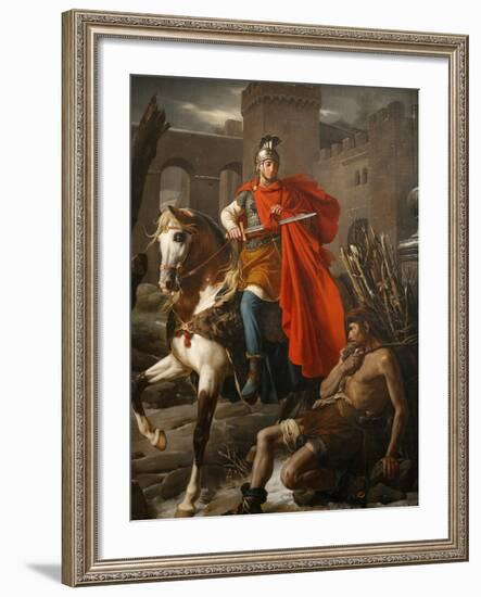 Painting of St. Martin Sharing His Coat, St. Gatien Cathedral, Tours, Indre-Et-Loire-Godong-Framed Photographic Print