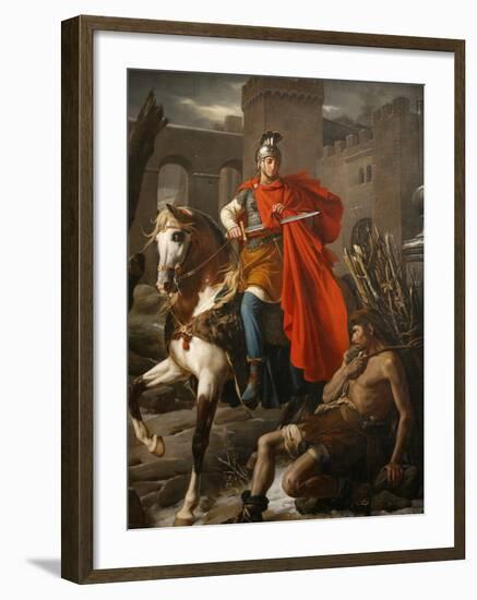 Painting of St. Martin Sharing His Coat, St. Gatien Cathedral, Tours, Indre-Et-Loire-Godong-Framed Photographic Print