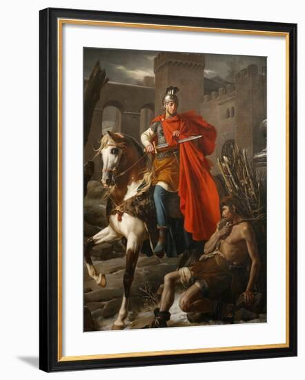 Painting of St. Martin Sharing His Coat, St. Gatien Cathedral, Tours, Indre-Et-Loire-Godong-Framed Photographic Print