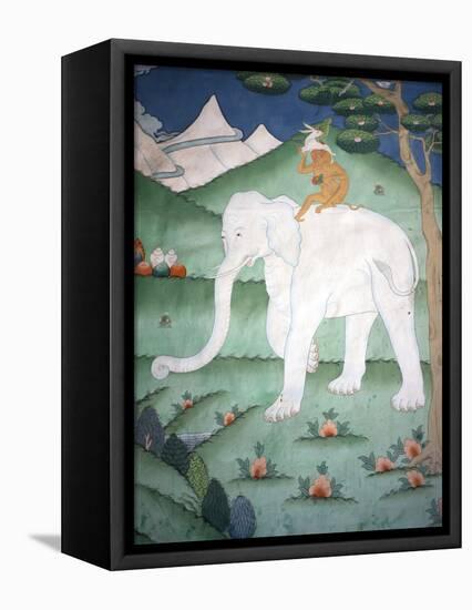 Painting of the Four Harmonious Friends in Buddhism, Elephant, Monkey, Rabbit and Partridge, Inside-Lee Frost-Framed Premier Image Canvas