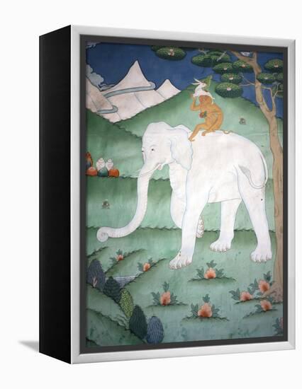 Painting of the Four Harmonious Friends in Buddhism, Elephant, Monkey, Rabbit and Partridge, Inside-Lee Frost-Framed Premier Image Canvas